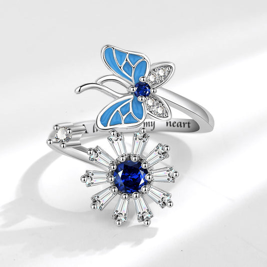 Solara's Butterfly Snowflake Rotating Anxiety Ring