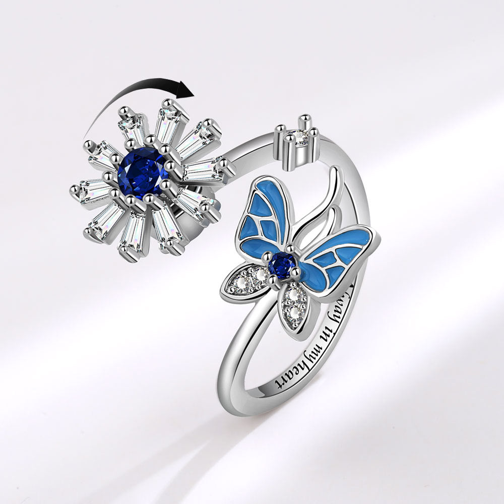 Solara's Butterfly Snowflake Rotating Anxiety Ring