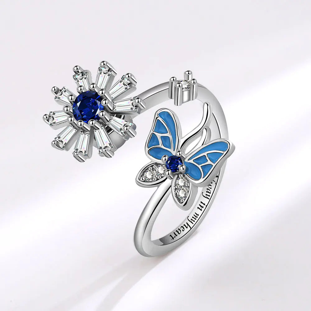 Solara's Butterfly Snowflake Rotating Anxiety Ring