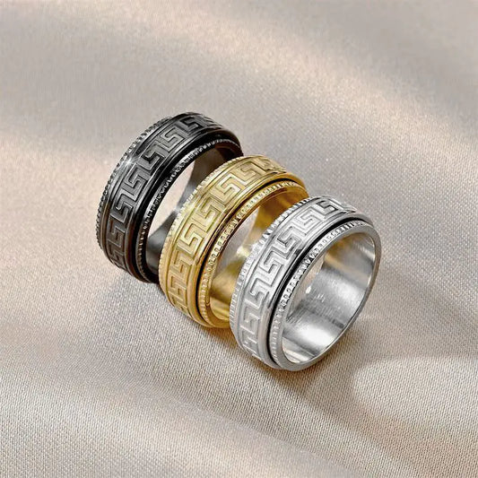Titanium Steel Men's Anti-Anxiety Rotating Ring